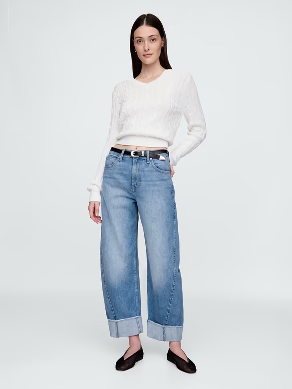GAP | High Rise Cuffed Barrel Leg Jeans, Size 29